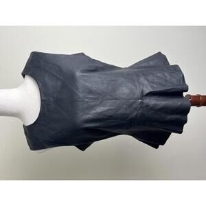 Neiman Marcus Genuine Leather Peplum Top NWT Black Size L
